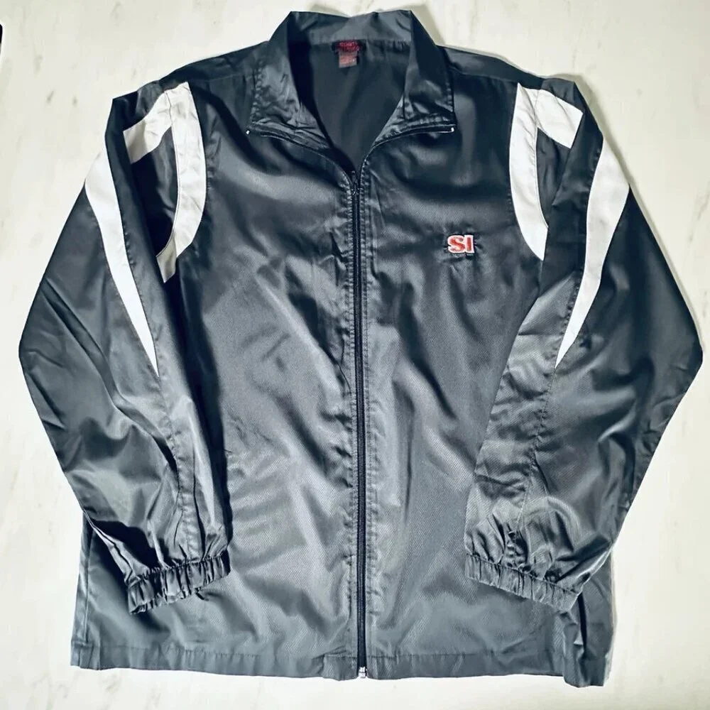 Sports Illustrated Windbreaker Jacket Men's XL Black Charcoal White Lightweight
